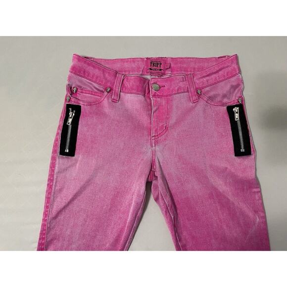 TRIPP NYC DAANG GOODMAN pants womens 7 pink zipper pockets Goth Steampunk Skulls - Picture 2 of 7